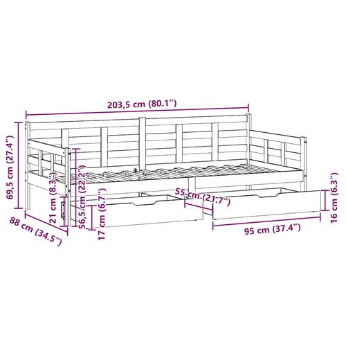 Łóżko dzienne z szufladami, 80x200 cm, lite drewno sosnowe na Arena.pl