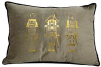 Poduszka welurowa prostokątna z żołnierzykami szara