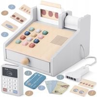 Drewniana zabawka edukacyjna kasa Sklepowa Fiskalna dla dzieci NUKIDO