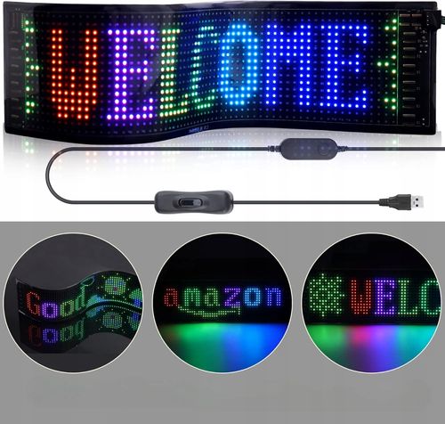 BANER LED DO AUTA RUPSE ELASTYCZNY RGB PROGRAMOWALNA TAŚMA RGBW PANEL PRO na Arena.pl