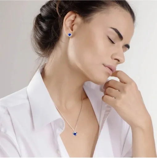 Serca Srebrny Komplet Cyrkonie Srebro 925 Prezent zdjęcie 4