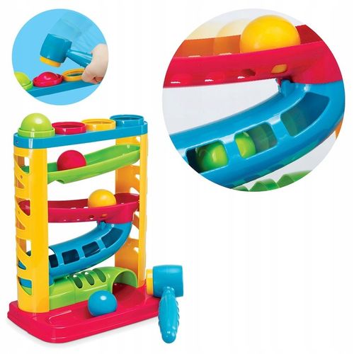 SMILY PLAY Zjeżdżalnia z piłeczkami i młotkiem piłeczki dla dzieci 12m+ na Arena.pl