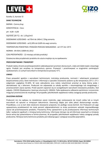 Plastyfikator do Jastrychów 20L do Betonu Level+39 na Arena.pl