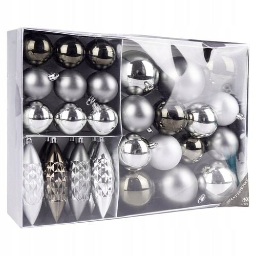 31x Bombki CHOINKOWE świąteczne nietłukące SREBRNE zestaw bombek na choinkę na Arena.pl