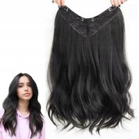 Clip In WŁOSY Syntetyczne Doczepiane Krecone Czarne Na Klipsy Długie WŁOSY