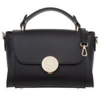 VERA PELLE torebka damska skórzana kuferek z paskiem na ramię V710 czarna