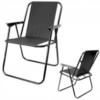 KRZESŁO SKŁADANE OGRODOWE KRZESEŁKO TURYSTYCZNE KEMPINGOWE CZARNE