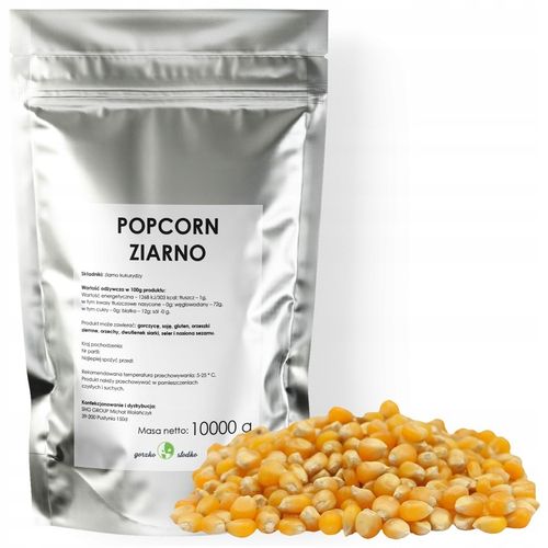 POPCORN KUKURYDZA do prażenia ziarno bez soli 10kg na Arena.pl