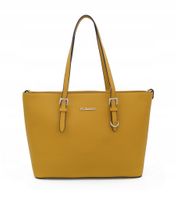 FLORA&CO torebka klasyczna sztywna z paskiem  na ramię V048 musztardowa