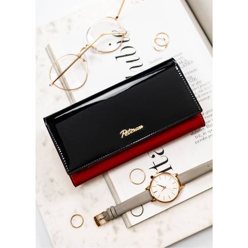 pojemny, skórzany portfel damski z systemem rfid w czarno-czerwonym na Arena.pl