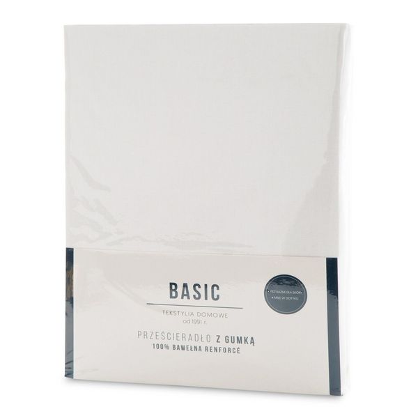 Prześcieradło z gumką Basic 100x200 +30 cm bawełna białe zdjęcie 2