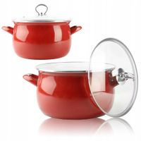 GARNEK TRADYCYJNY EMALIOWANY 6,5 L CZERWONY ZESTAW Z POKRYWĄ GAZ INDUKCJA