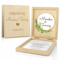 Zaproszenie w pudełku dla RODZICÓW na ślub WESELE rustykalne drewniane