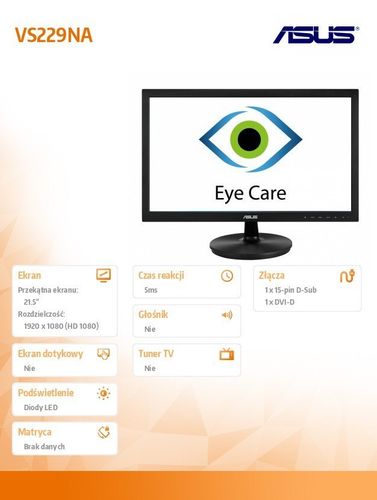 Asus 21.5'' VS229NA 250cd/m2 D-sub/DVI-D na Arena.pl