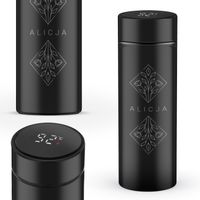 KUBEK termiczny LCD wyświetlacz temperatura z grawerem IMIĘ PREZENT