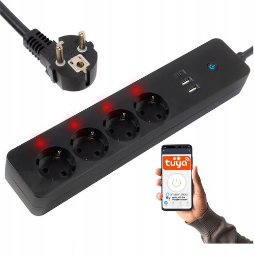 INTELIGENTNA LISTWA ZASILAJĄCA PRZEDŁUŻACZ WiFi TUYA 3M 4 GN 2x USB USB-C na Arena.pl