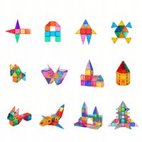 KLOCKI MAGNETYCZNE KAFELKI ZESTAW XXL 100 EL PICASSO RAINBOW MAGNETIC TILES