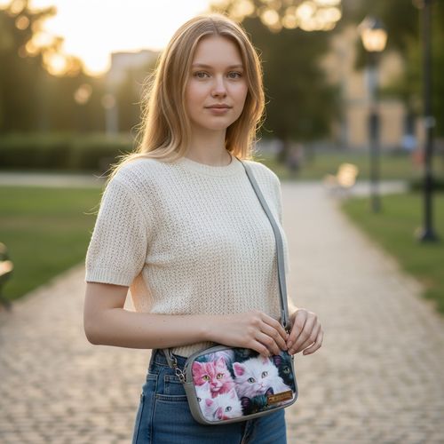 Mini torebka box prostokątny z ekoskóry z motywem kotów na Arena.pl
