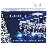 LAMPKI SOPLE STAŁE + FLASH 300LED ZEWNĘTRZNE 12m FLASH BŁYSK BLASK ŚWIĘTA