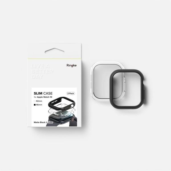 RINGKE SLIM 2-PACK APPLE WATCH 10 (46 MM) CLEAR & MATTE BLACK zdjęcie 7