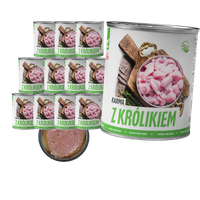 MOKRA KARMA DLA PSA TufTuf Puszka mielonka z królikiem ZESTAW 12x800g