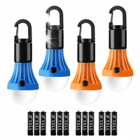4x Lampa Turystyczna LED Żarówka Biwak 3 Trybów Hak + 12x AAA Baterie Lepro