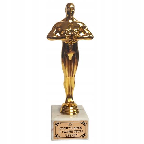 STATUETKA PREZENT 18 30 40 50 DOWOLNE URODZINY TWÓJ WŁASNY TEKST OSKAR na Arena.pl