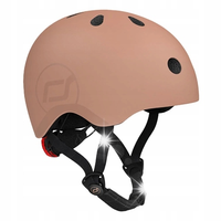 SCOOT AND RIDE KASK S-M MOCHA dla dzieci regulacja 50-55cm rowerowy LED