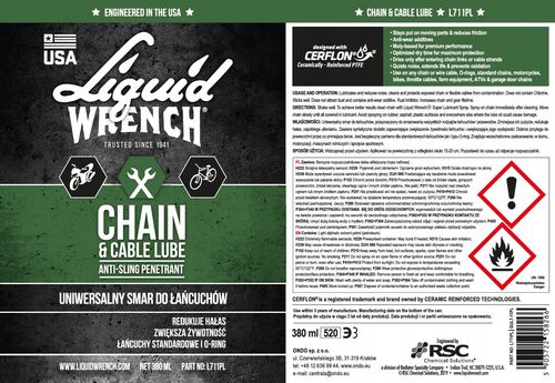 SMAR DO ŁAŃCUCHA LIQUID WRENCH DO MOTOCYKLI ROWERÓW SPRAY 380 ml na Arena.pl