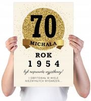 KARTKA XXL Z IMIENIEM URODZINOWA NA 70 URODZINY 1954 1955 1956 LAT +IMIĘ