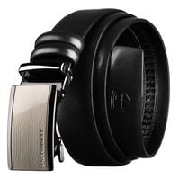 czarny pasek męski z automatyczną klamrą wykonany ze skóry naturalnej