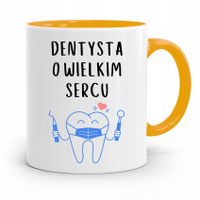 Kubek Żółty Prezent Dentysty O Wielkim Sercu Z Nadrukiem Ze Zdjęciem