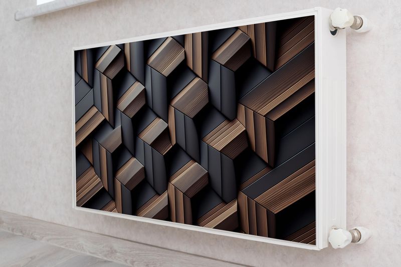 Mata MAGNETYCZNA Na Kaloryfer Drewno Abstrakcja Efekt 3D 90cm x 60cm zdjęcie 4
