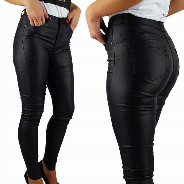 DAMSKIE SPODNIE MODELUJĄCE WOSKOWANE SKÓRA PUSH-UP zdjęcie 9