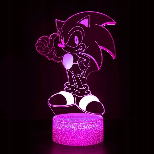 Lampka 3D nocna led usb Mały Sonic z bajki zdjęcie 6