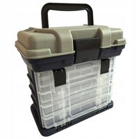 SKRZYNKA WĘDKARSKA, 4 SZUFLADY, PUDŁA, GUMY, WOBLERY, AKCESORIA -