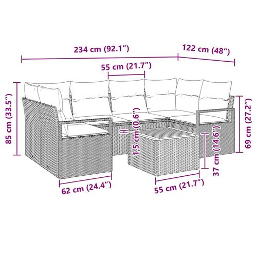 Zestaw Sof na Ogród 7 pcs Czarny i biały na Arena.pl