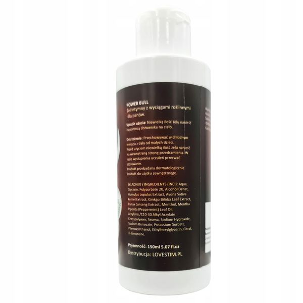 Żel-Żel Na Erekcję Power Bull 150Ml zdjęcie 2