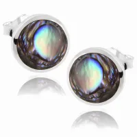 OKRĄGŁE SREBRNE KOLCZYKI WKRĘTKI ZIELONA MASA PERŁOWA KÓŁKA KÓŁECZKA SREBRO