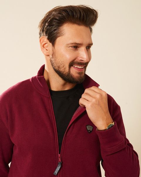 Sweter męski bawełniany bordowy Platon Rozmiar - M zdjęcie 3