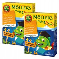 2x Möller's Omega-3 RYBKI pomarańczowe ŻELKI 36szt ODPORNOŚĆ dzieci TRAN