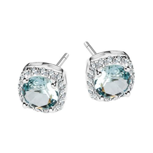 srebrne kolczyki z błękitną cyrkonią na Arena.pl