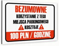 Tabliczka znak informacyjny 20x15 Biała KONSEKWENCJE PARKOWANIA Dibond