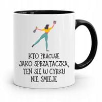 Dla Sprzątaczki Kubek Czarny Na Prezent Urodziny Z Nadrukiem Ze Zdjęciem