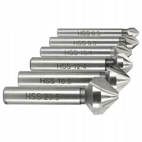 FAZOWNIK POGŁĘBIACZ STOŻKOWY DO METALU WIERTŁA FREZY ZESTAW 6SZT RASTOOL na Arena.pl