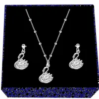 Łabędź z cyrkoniami srebrny komplet biżuterii kulkowy srebro 925
