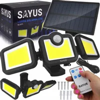 LAMPA SOLARNA Z CZUJNIKIEM RUCHU OGRODOWA OSOBNY PANEL PILOT 171 LED 3w1