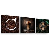 3x Obraz Canvas Do Kuchni SET Kawa Ziarna Latte Filiżanki 50cm x 50cm