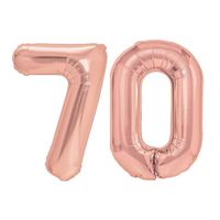 Balony foliowe liczba 70 różowe złoto, 100 cm