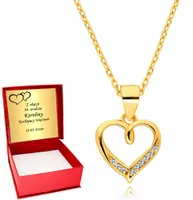 Złoty Łańcuszek 925 Serce Serduszko srebro Grawer